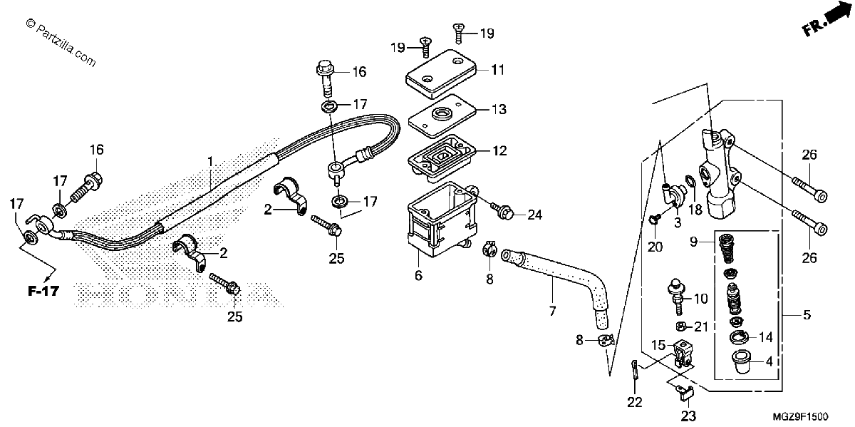 Diagrama de REAR BRAKE MASTER CYLINDER STD