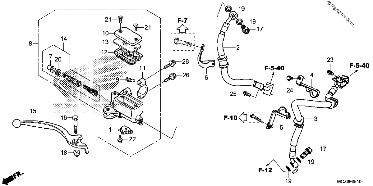 Diagrama de FRONT BRAKE MASTER CYLINDER ABS