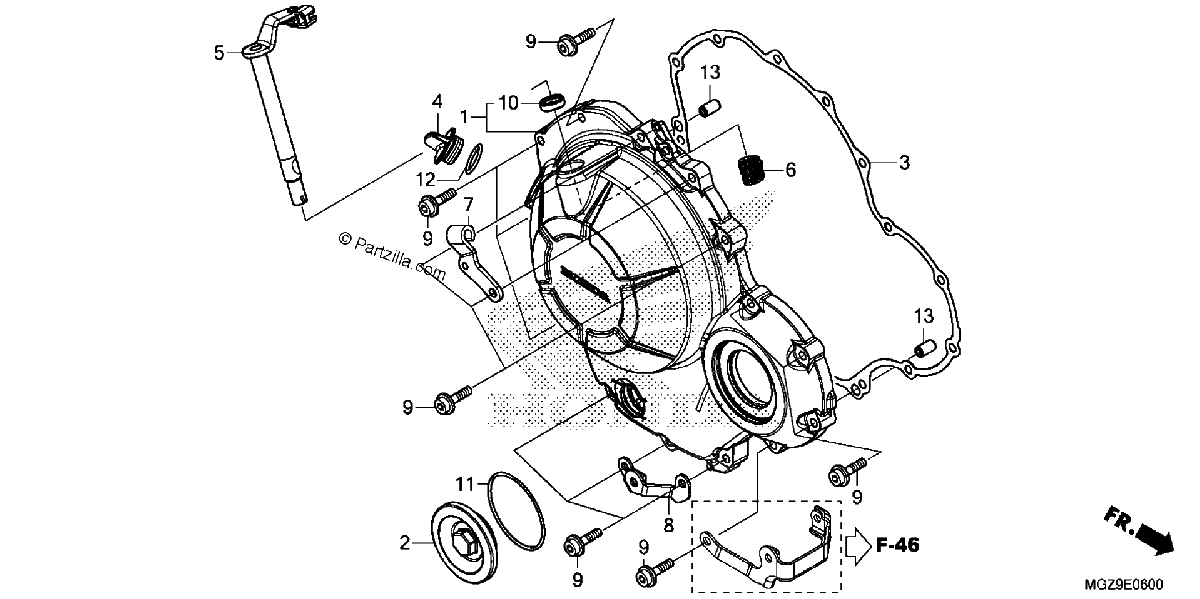 Diagrama de RIGHT CRANKCASE COVER