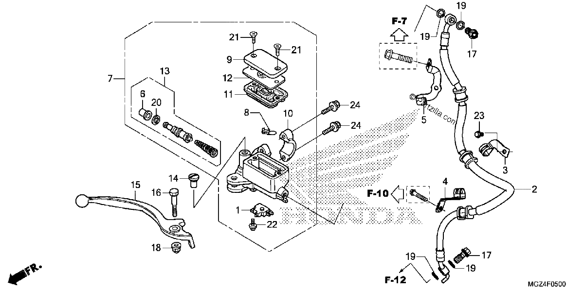 Diagrama de FRONT BRAKE MASTER CYLINDER 1