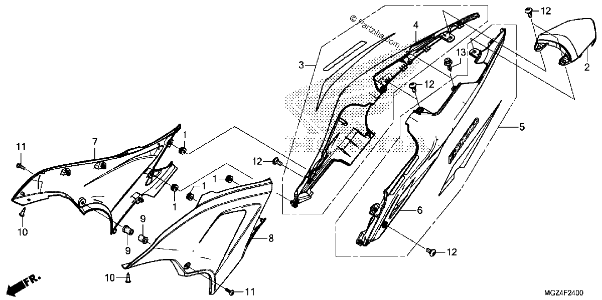 Diagrama de SIDE COVER REAR COWL