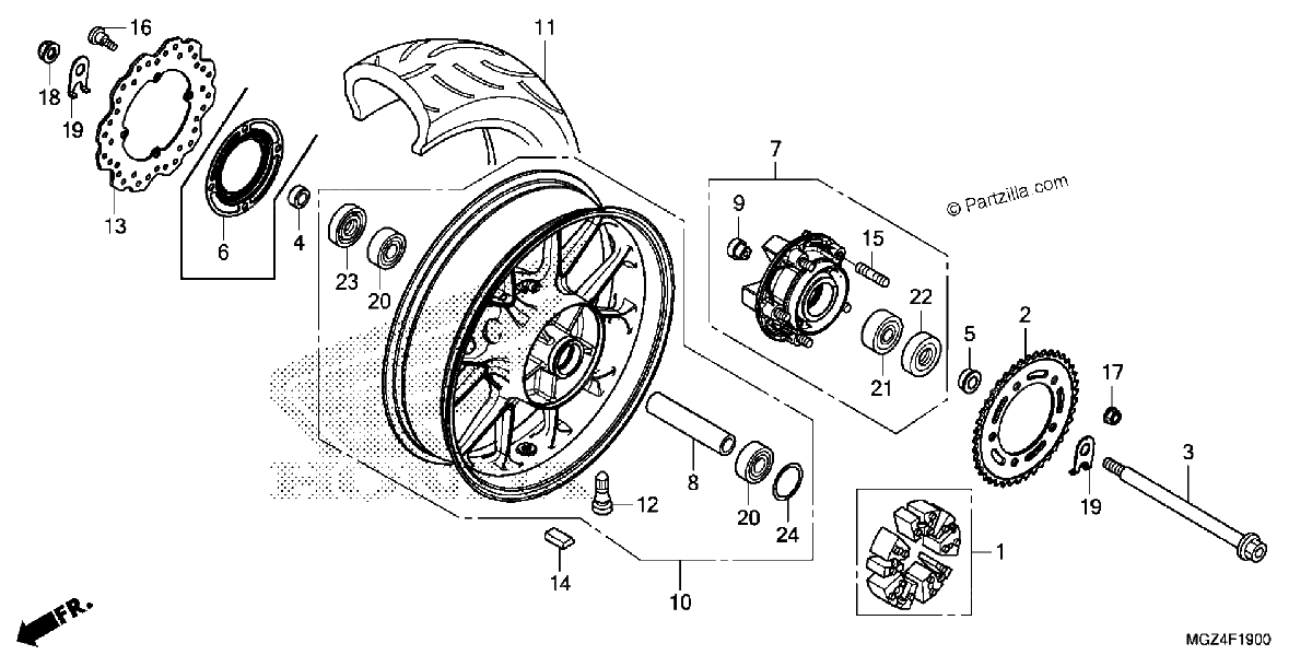Diagrama de REAR WHEEL
