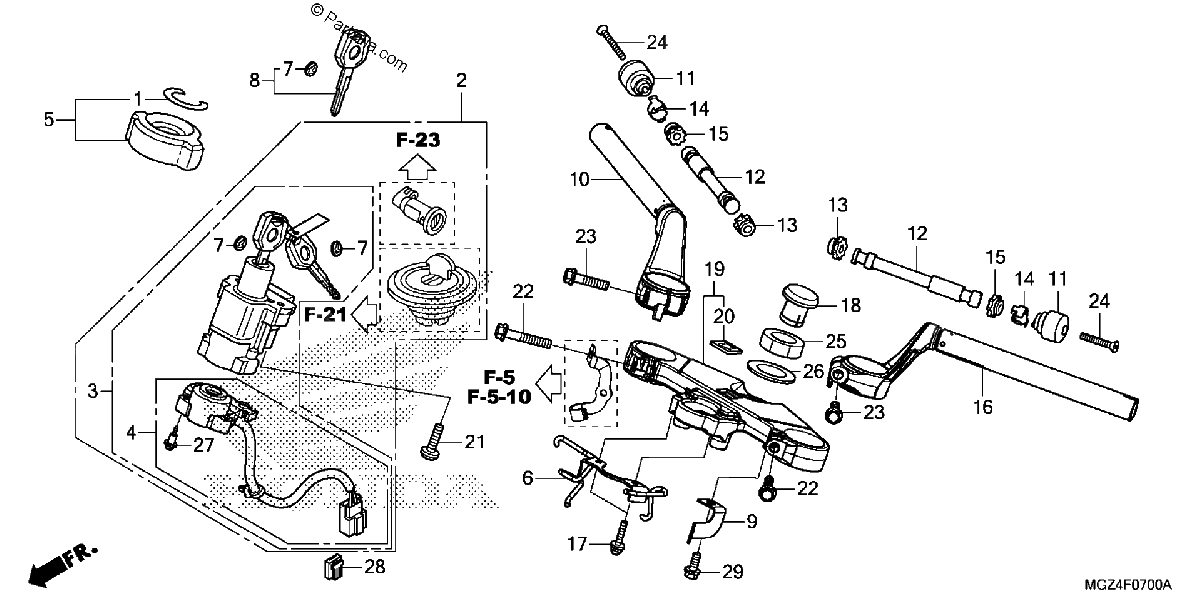 Diagrama de HANDLEBAR TOP BRIDGE