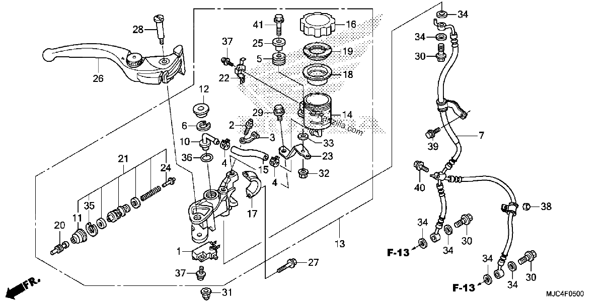 Diagrama de FRONT BRAKE MASTER CYLINDER CBR600RR