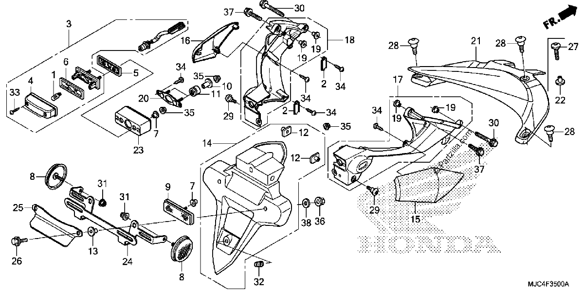 Diagrama de REAR FENDER LICENSE LIGHT