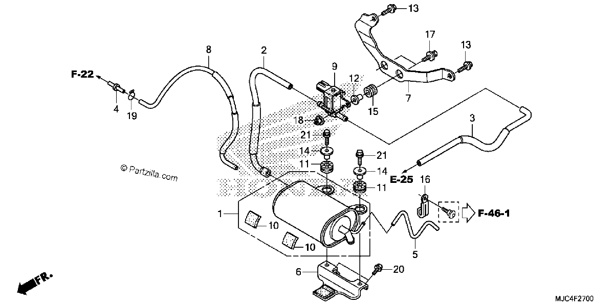 Diagrama de EVAP CANISTER CBR600RR