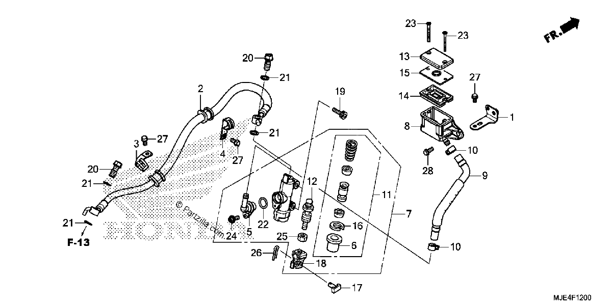 Diagrama de REAR BRAKE MASTER CYLINDER CBR650F