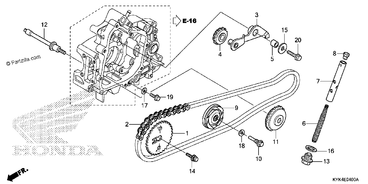 Diagrama de CAM CHAIN TENSIONER