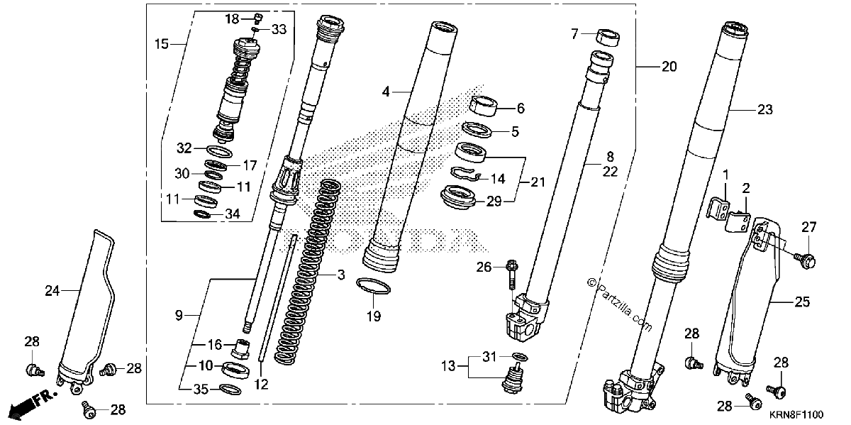 Diagrama de FRONT FORK CRF250R 14