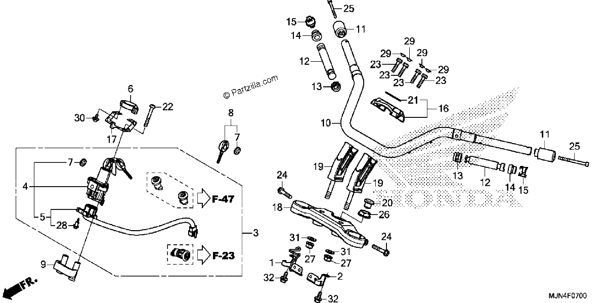 Diagrama de HANDLEBAR TOP BRIDGE
