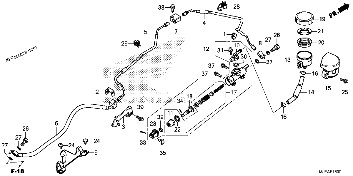Diagrama de REAR BRAKE MASTER CYLINDER 1