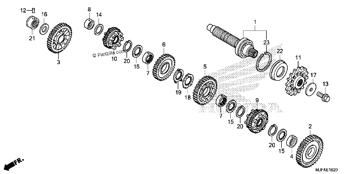 Diagrama de TRANSMISSION COUNTERSHAFT CTX700D