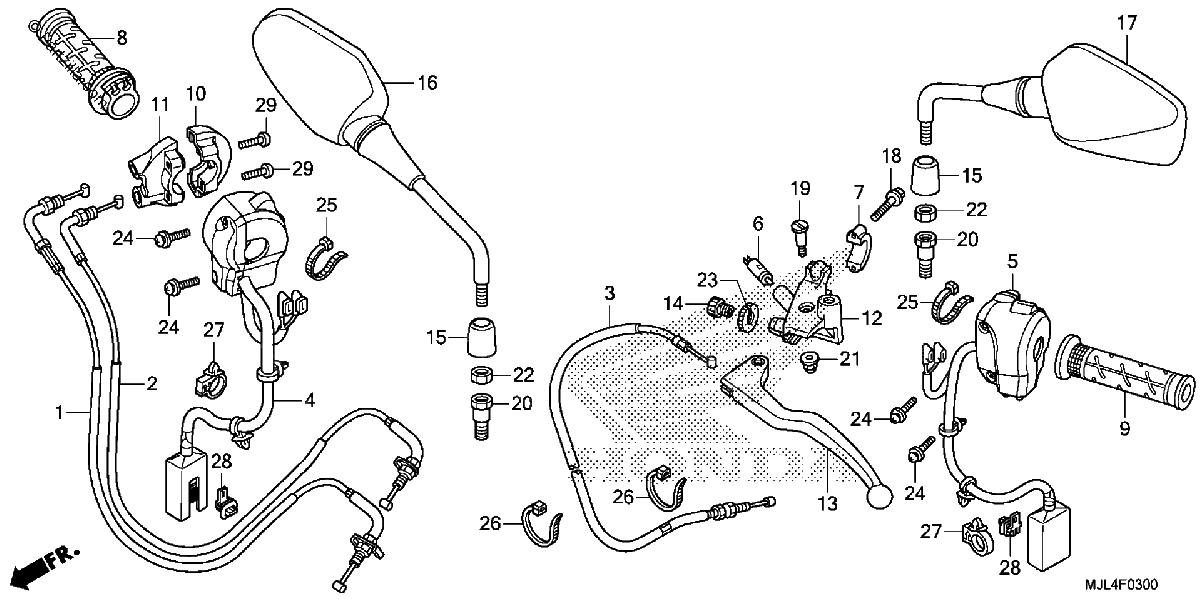 Diagrama de HANDLE LEVER SWITCH CABLE NC700X NC750XA