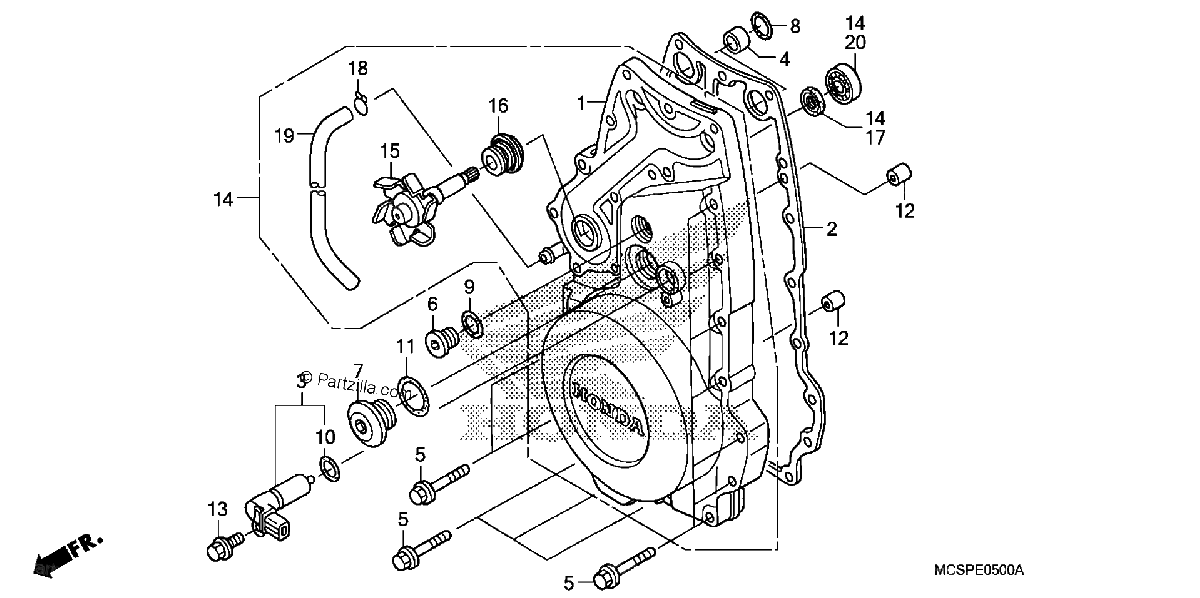Diagrama de FRONT CRANKCASE COVER
