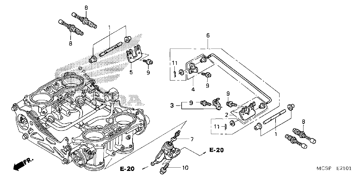 Diagrama de THROTTLE BODY COMPONENT PARTS