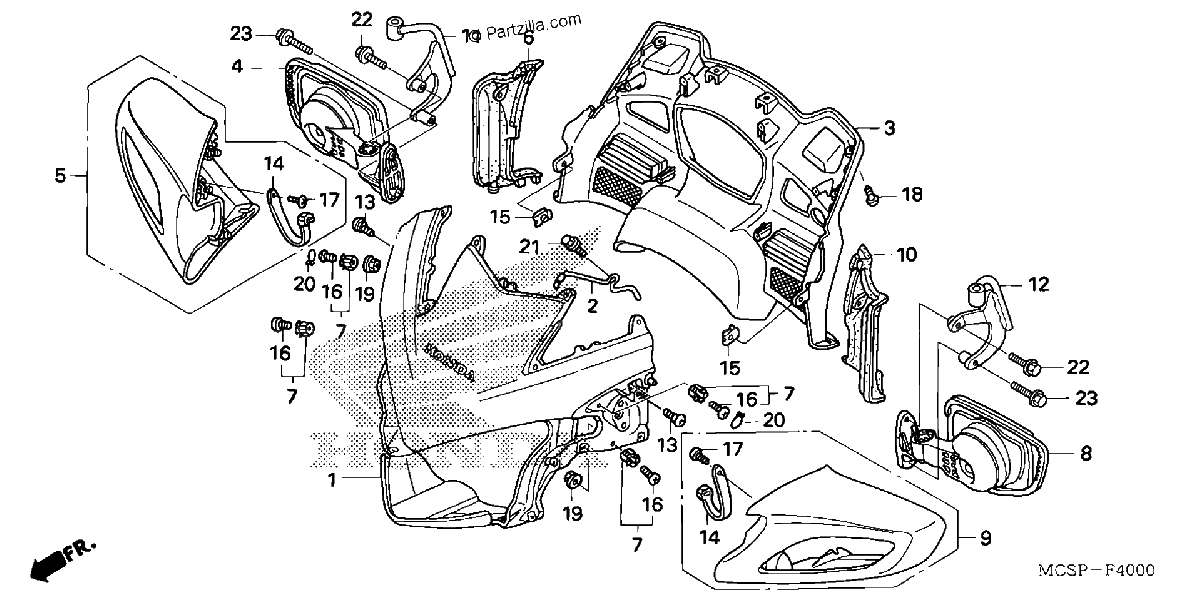 Diagrama de UPPER COWL