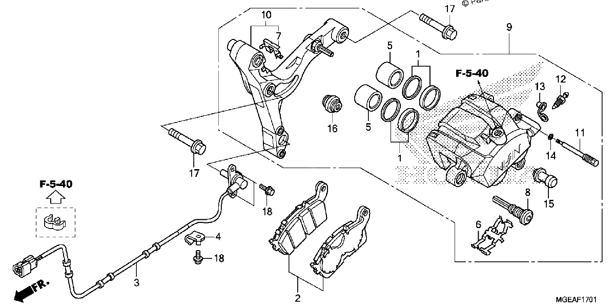 Diagrama de REAR BRAKE CALIPER 2
