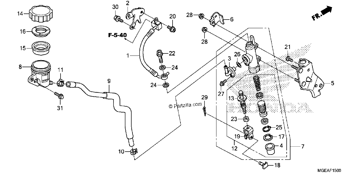 Diagrama de REAR BRAKE MASTER CYLINDER