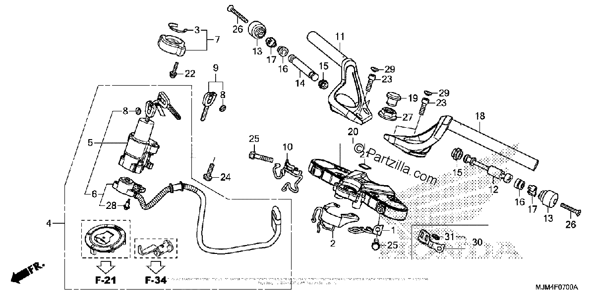 Diagrama de HANDLEBAR TOP BRIDGE