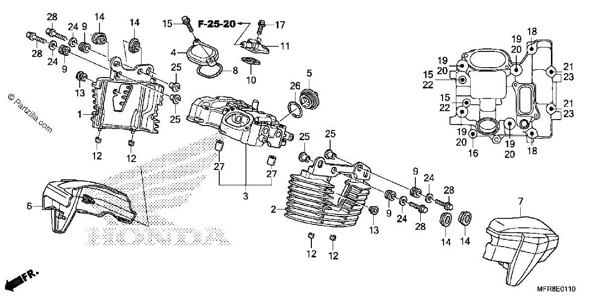 Diagrama de REAR CYLINDER HEAD COVER