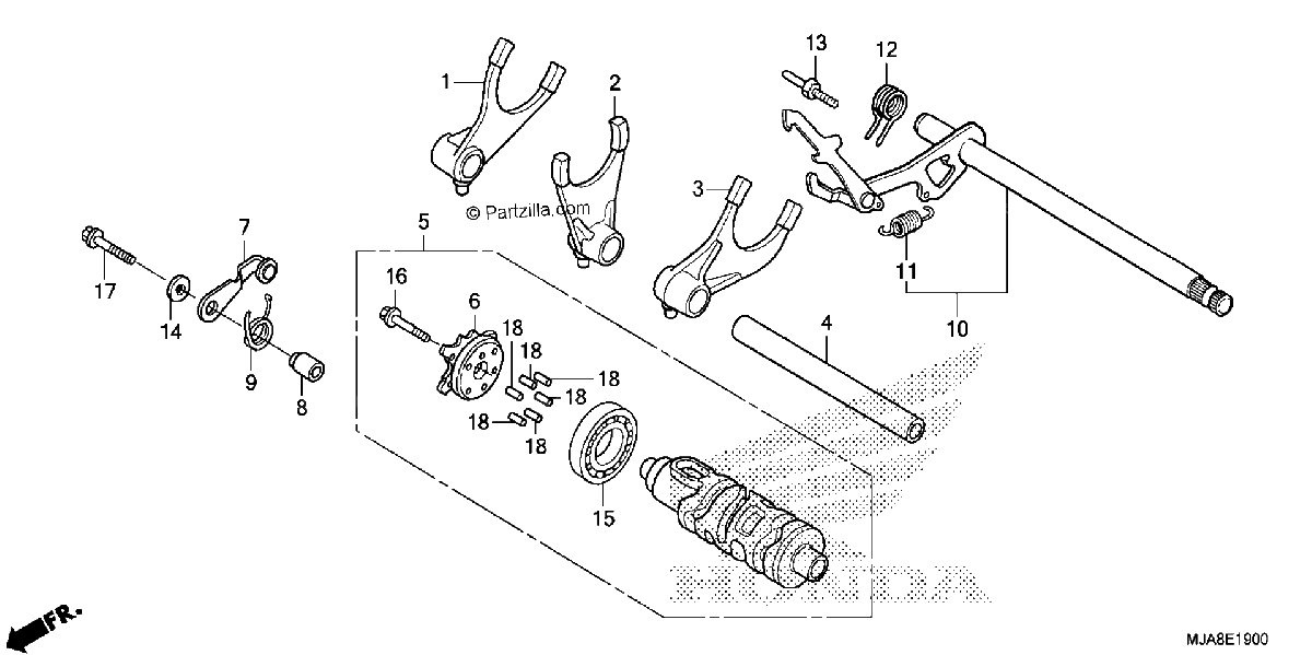 Diagrama de GEAR SHIFT DRUM