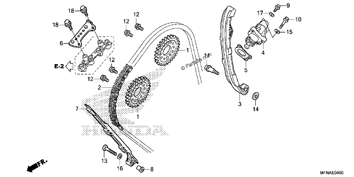 Diagrama de CAM CHAIN TENSIONER