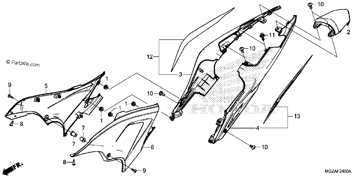Diagrama de SIDE COVER REAR COWL