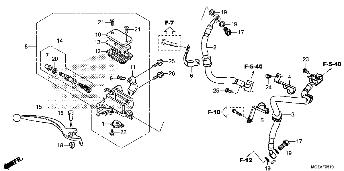 Diagrama de FRONT BRAKE MASTER CYLINDER ABS