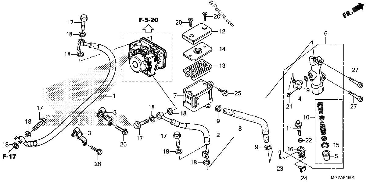 Diagrama de REAR BRAKE MASTER CYLINDER ABS