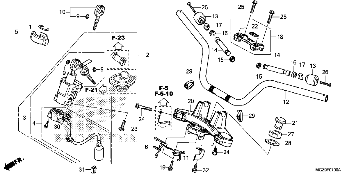 Diagrama de HANDLEBAR TOP BRIDGE