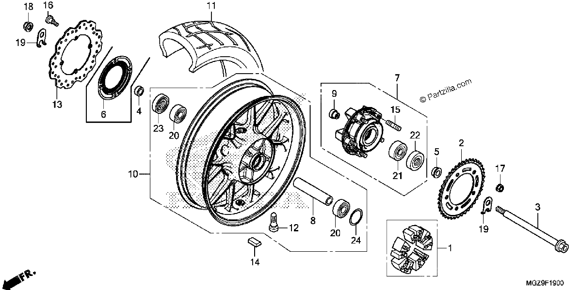 Diagrama de REAR WHEEL