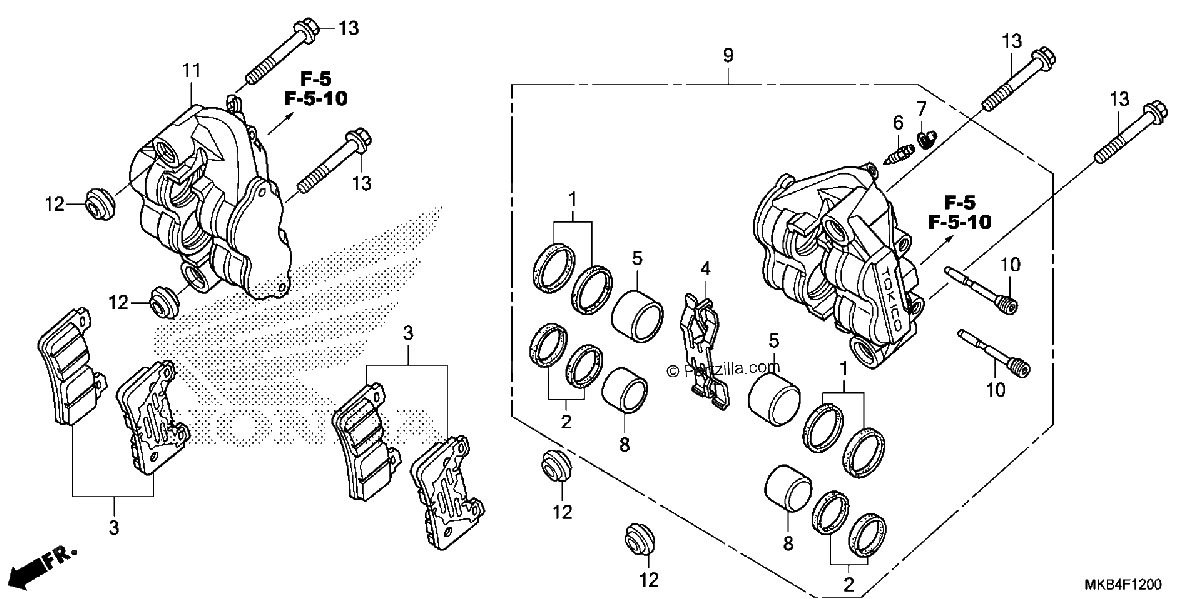 Diagrama de FRONT BRAKE CALIPER 1