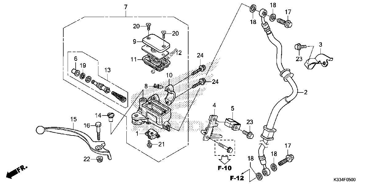 Diagrama de FRONT BRAKE MASTER CYLINDER STANDARD