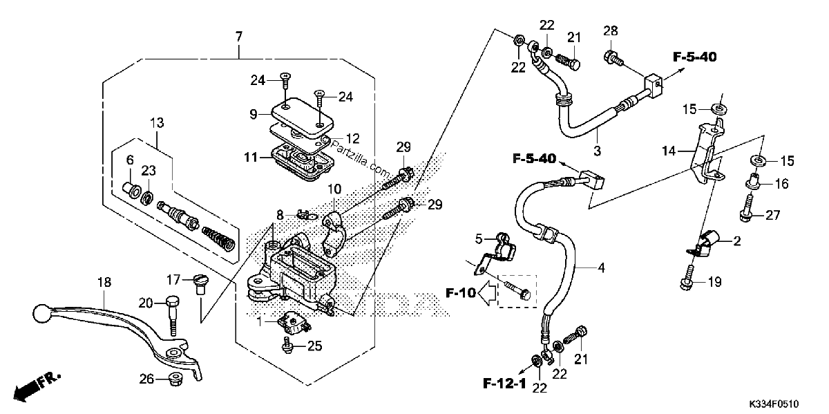 Diagrama de FRONT BRAKE MASTER CYLINDER ABS