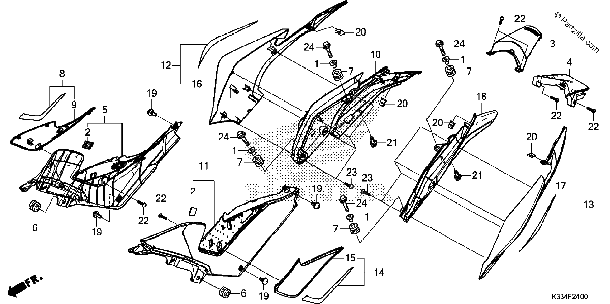 Diagrama de SIDE COVER REAR COWL