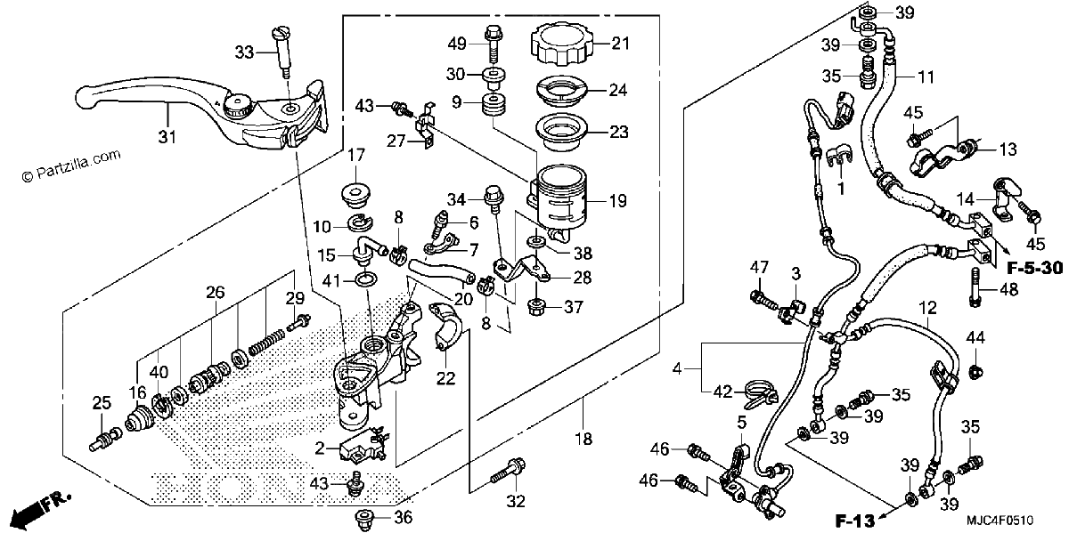 Diagrama de FRONT BRAKE MASTER CYLINDER CBR600RA