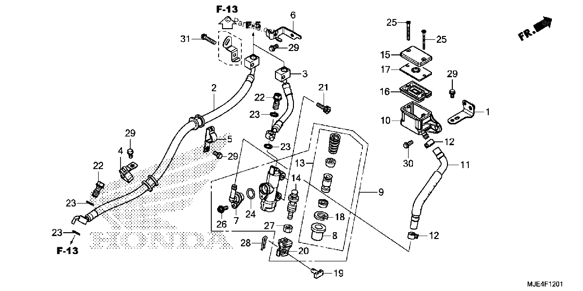 Diagrama de REAR BRAKE MASTER CYLINDER CBR650FA