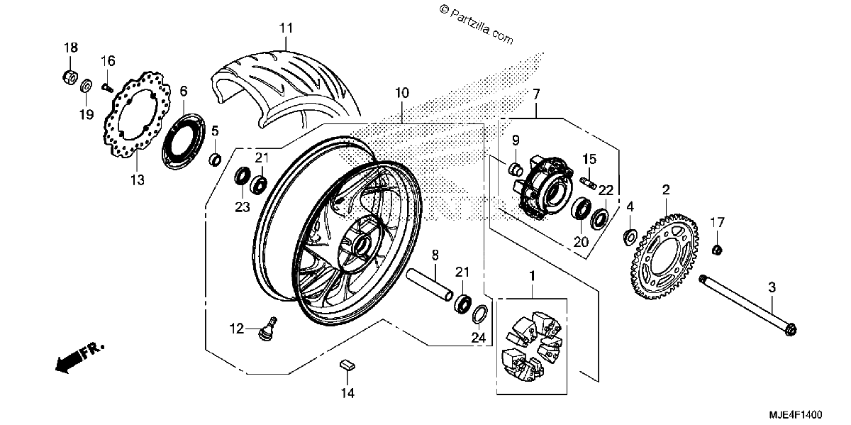 Diagrama de REAR WHEEL