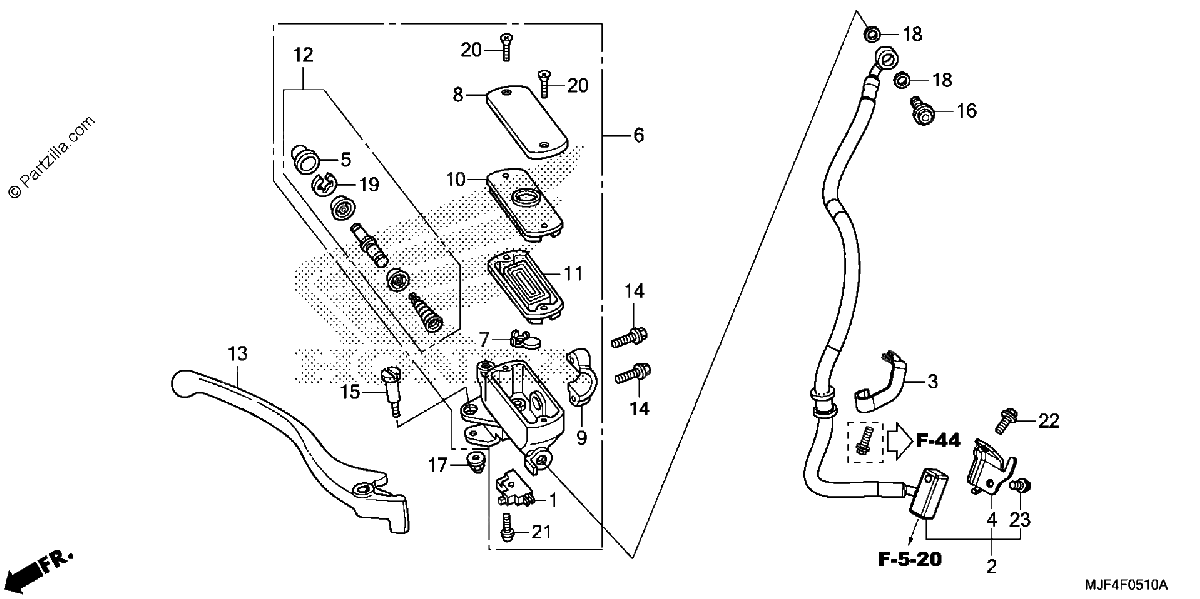 Diagrama de FRONT BRAKE MASTER CYLINDER CTX700ND NA