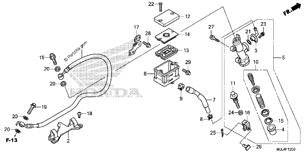 Diagrama de REAR BRAKE MASTER CYLINDER 1