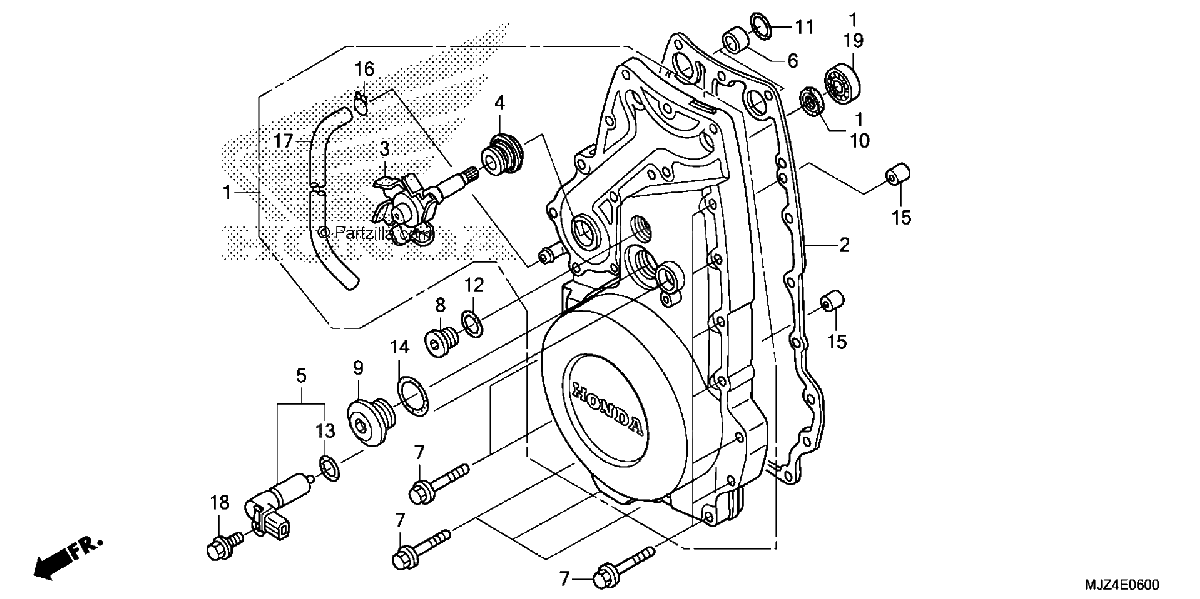 Diagrama de FRONT CRANKCASE COVER