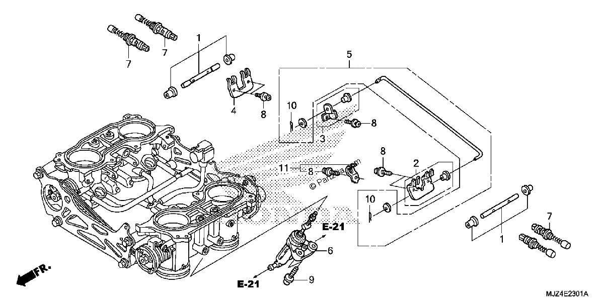 Diagrama de THROTTLE BODY COMPONENT PARTS