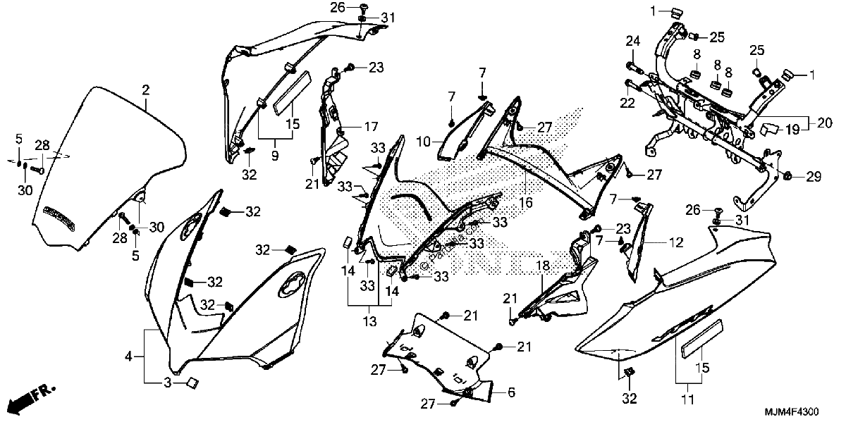 Diagrama de UPPER COWL