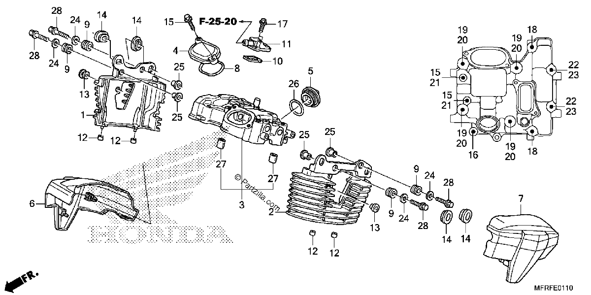 Diagrama de REAR CYLINDER HEAD COVER