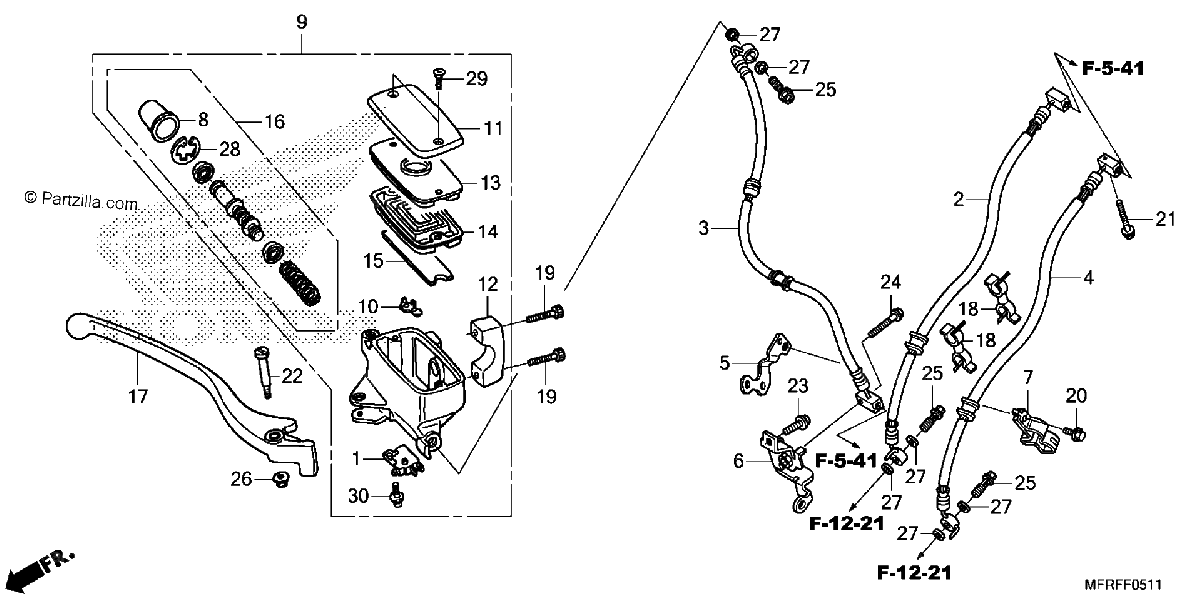 Diagrama de FRONT BRAKE MASTER CYLINDER 3
