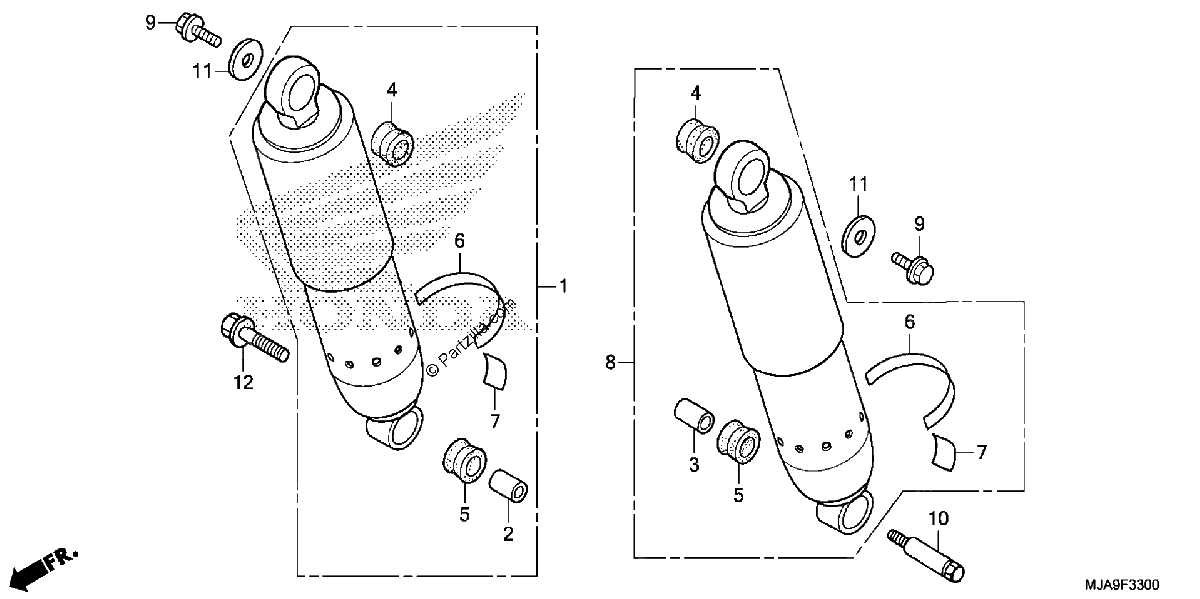Diagrama de REAR SHOCK ABSORBER VT750C CS