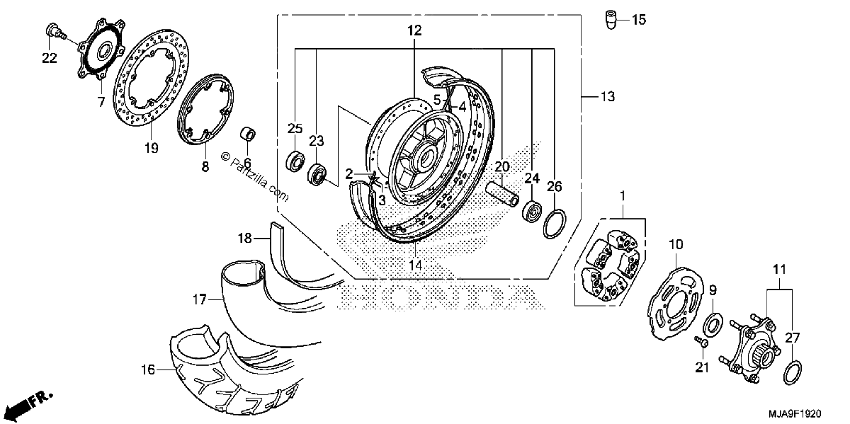 Diagrama de REAR WHEEL VT750CS