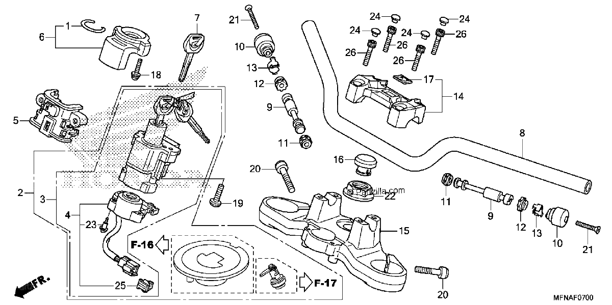 Diagrama de HANDLEBAR TOP BRIDGE