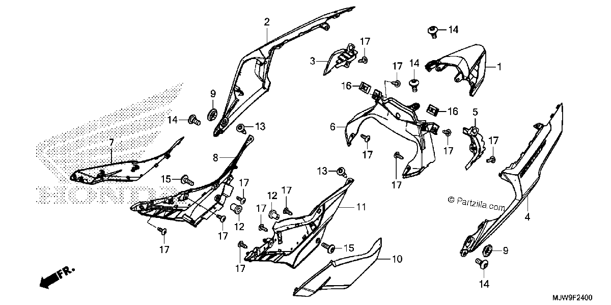 Diagrama de SIDE COVER REAR COWL