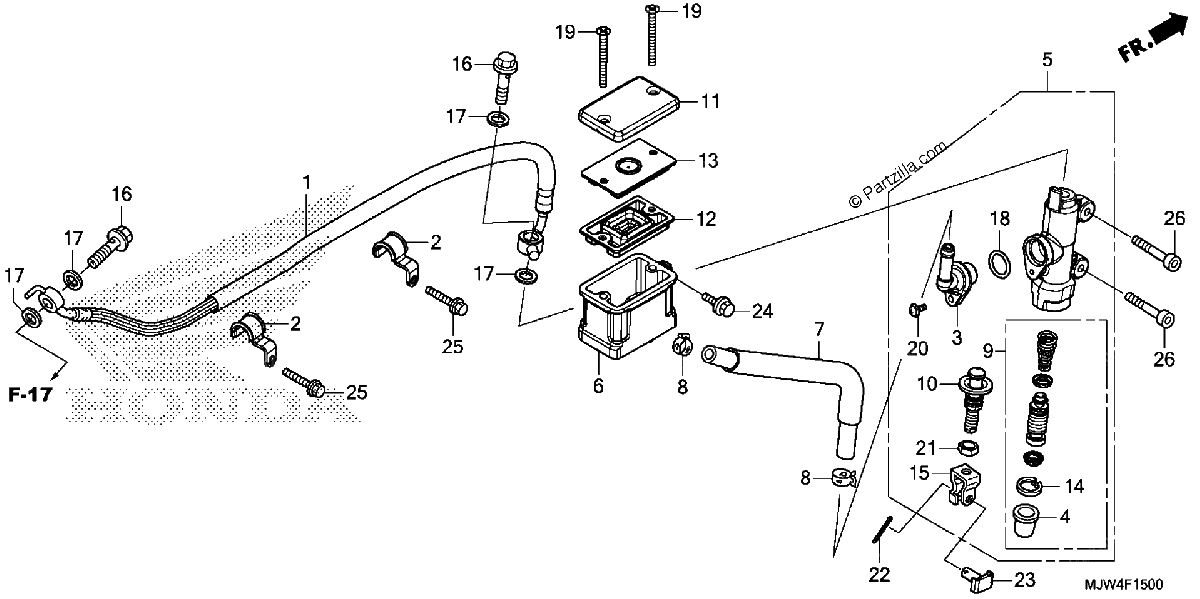 Diagrama de REAR BRAKE MASTER CYLINDER 1
